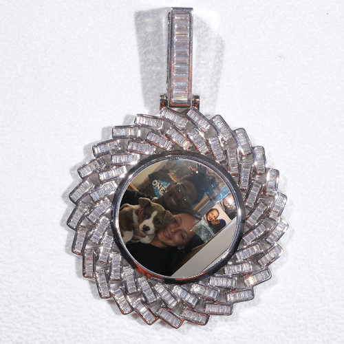 Large 3D Baguette Custom Picture Pendant