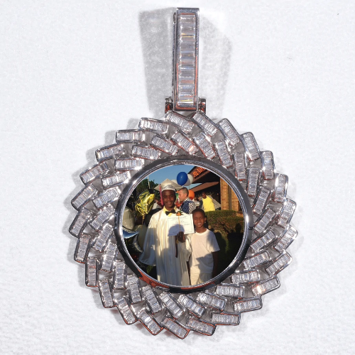 Large 3D Baguette Custom Picture Pendant