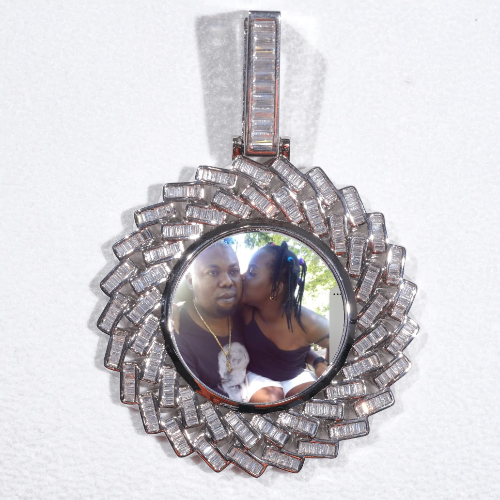 Large 3D Baguette Custom Picture Pendant