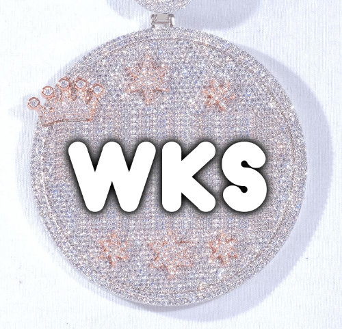 CUSTOM LETTER NECKLACE 3D BIG CROWN DISC