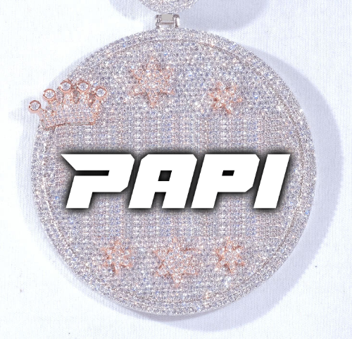 CUSTOM LETTER NECKLACE 3D BIG CROWN DISC
