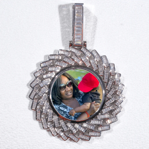 Large 3D Baguette Custom Picture Pendant