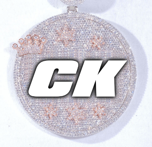 CUSTOM LETTER NECKLACE 3D BIG CROWN DISC