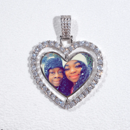 3D Spinning 2-Faced Heart Custom Picture Pendant