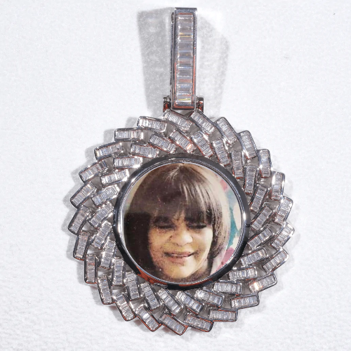 Large 3D Baguette Custom Picture Pendant