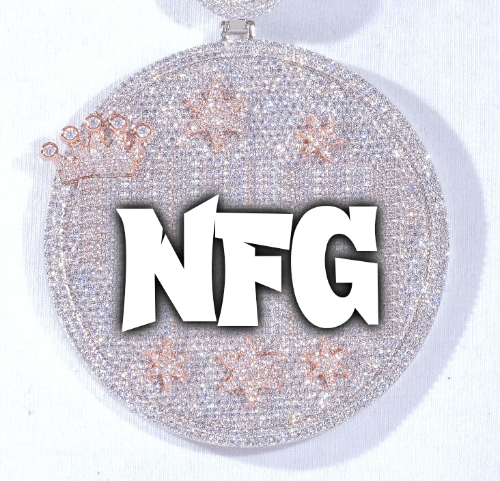 CUSTOM LETTER NECKLACE 3D BIG CROWN DISC