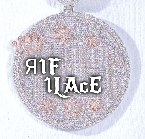 CUSTOM LETTER NECKLACE 3D BIG CROWN DISC