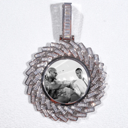 Large 3D Baguette Custom Picture Pendant