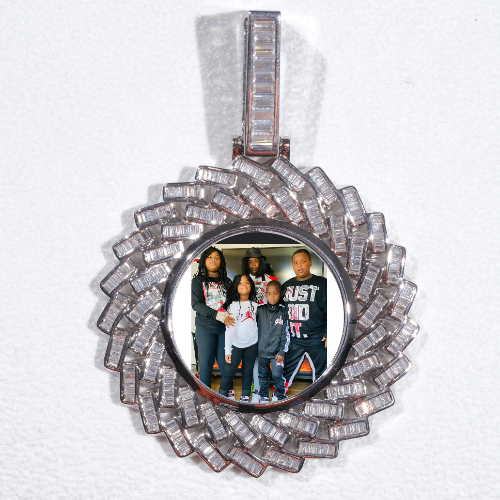 Large 3D Baguette Custom Picture Pendant