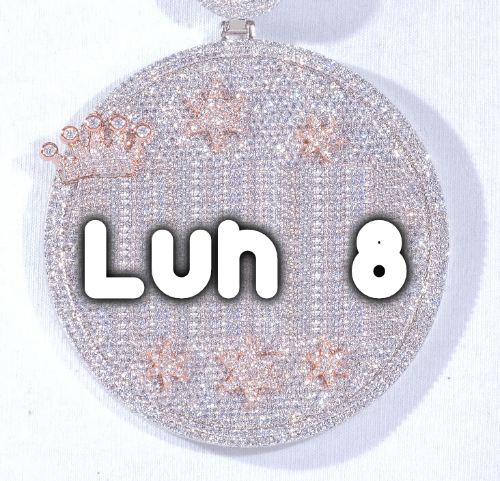 CUSTOM LETTER NECKLACE 3D BIG CROWN DISC