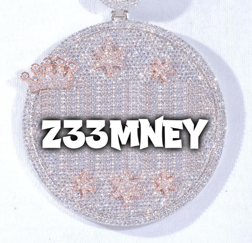 CUSTOM LETTER NECKLACE 3D BIG CROWN DISC