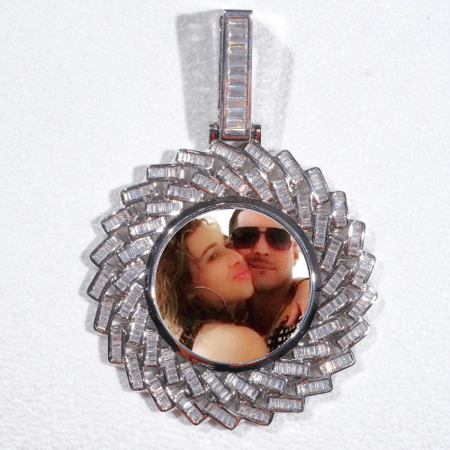 Large 3D Baguette Custom Picture Pendant