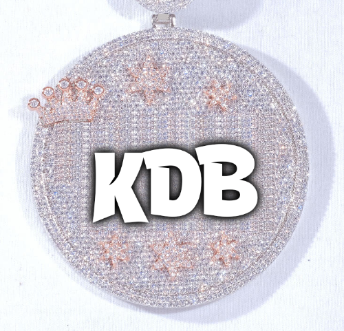 CUSTOM LETTER NECKLACE 3D BIG CROWN DISC