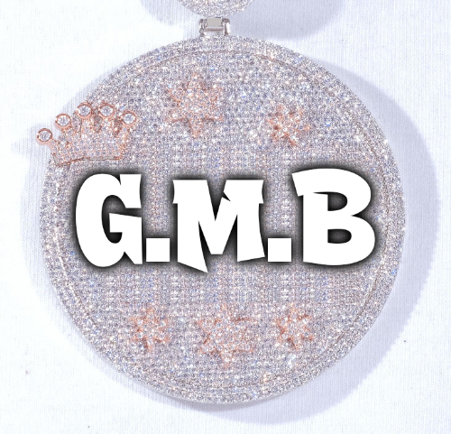 CUSTOM LETTER NECKLACE 3D BIG CROWN DISC