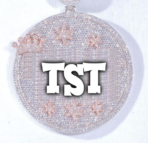 CUSTOM LETTER NECKLACE 3D BIG CROWN DISC