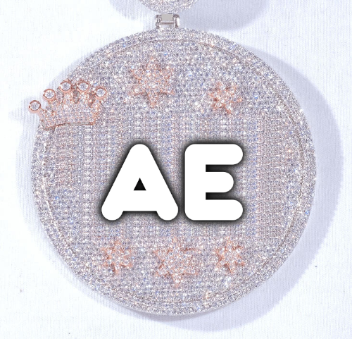 CUSTOM LETTER NECKLACE 3D BIG CROWN DISC