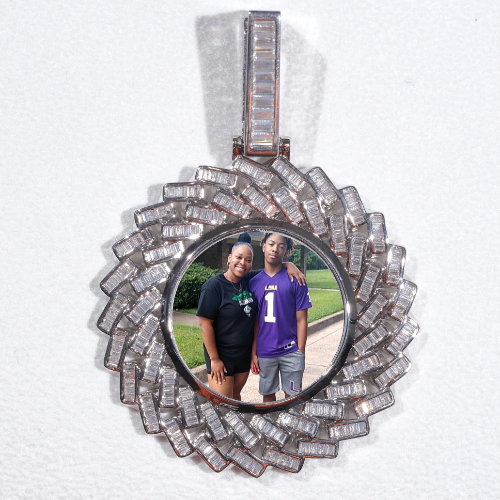 Large 3D Baguette Custom Picture Pendant