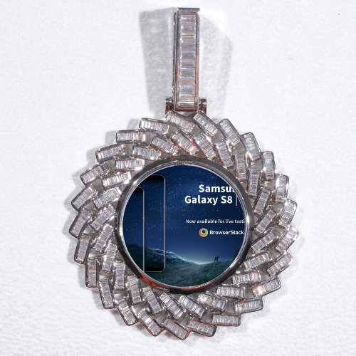 Large 3D Baguette Custom Picture Pendant