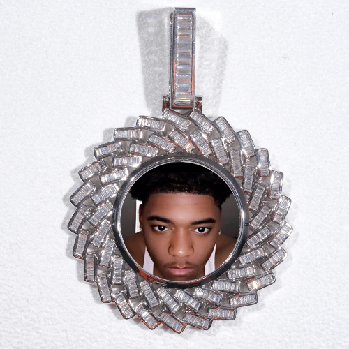 Large 3D Baguette Custom Picture Pendant