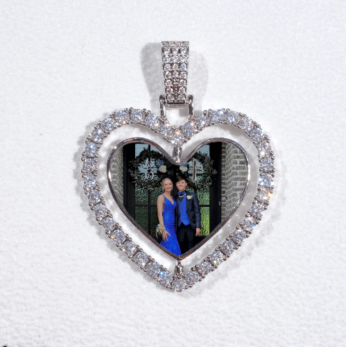 3D Spinning 2-Faced Heart Custom Picture Pendant