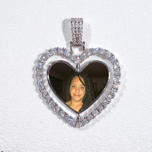3D Spinning 2-Faced Heart Custom Picture Pendant