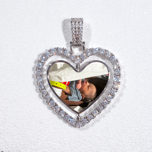 3D Spinning 2-Faced Heart Custom Picture Pendant