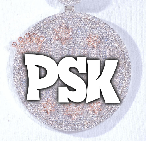 CUSTOM LETTER NECKLACE 3D BIG CROWN DISC