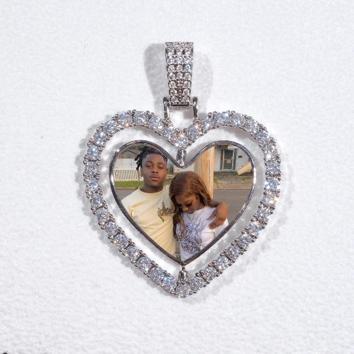 3D Spinning 2-Faced Heart Custom Picture Pendant