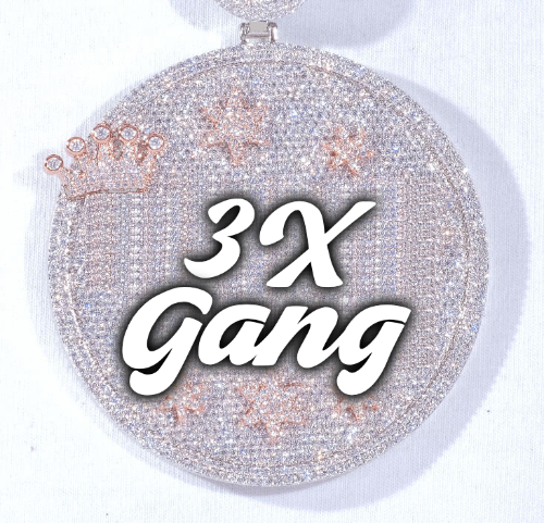CUSTOM LETTER NECKLACE 3D BIG CROWN DISC
