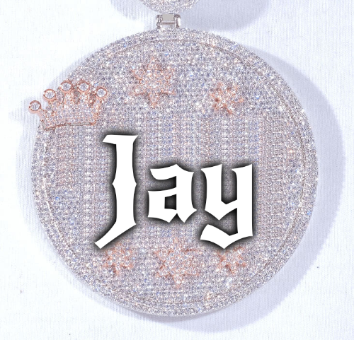 CUSTOM LETTER NECKLACE 3D BIG CROWN DISC