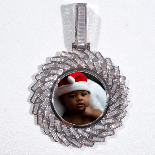 Large 3D Baguette Custom Picture Pendant