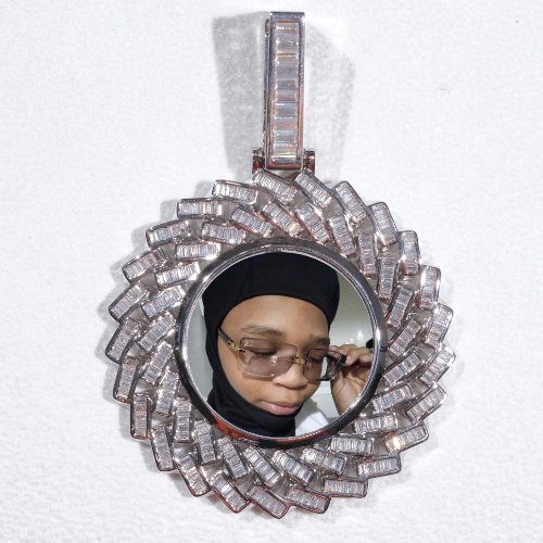 Large 3D Baguette Custom Picture Pendant
