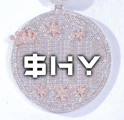 CUSTOM LETTER NECKLACE 3D BIG CROWN DISC