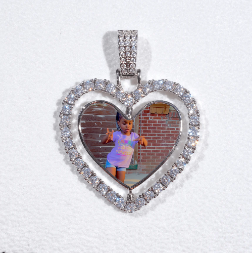 3D Spinning 2-Faced Heart Custom Picture Pendant