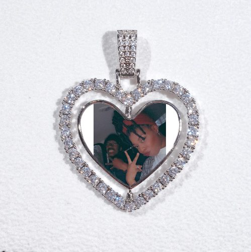3D Spinning 2-Faced Heart Custom Picture Pendant