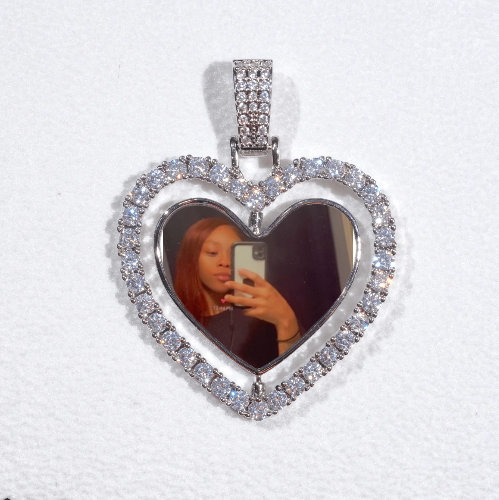 3D Spinning 2-Faced Heart Custom Picture Pendant