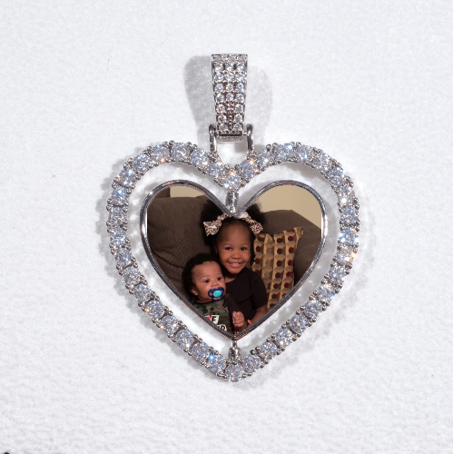 3D Spinning 2-Faced Heart Custom Picture Pendant