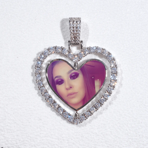 3D Spinning 2-Faced Heart Custom Picture Pendant