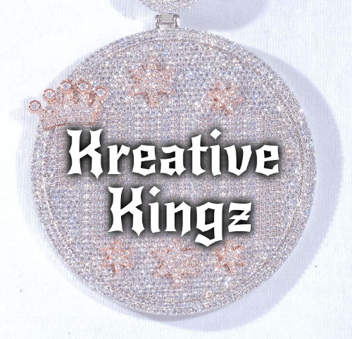 CUSTOM LETTER NECKLACE 3D BIG CROWN DISC
