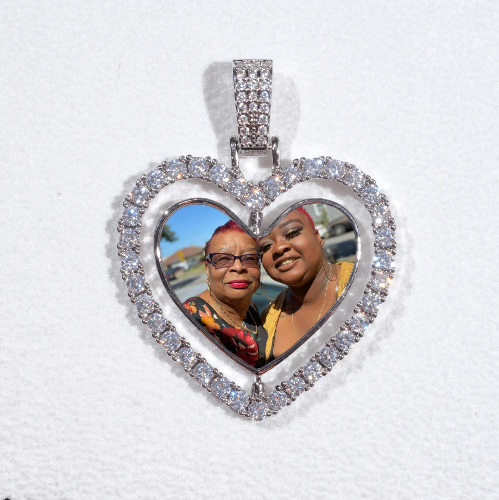 3D Spinning 2-Faced Heart Custom Picture Pendant
