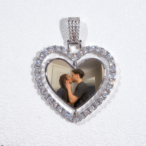 3D Spinning 2-Faced Heart Custom Picture Pendant