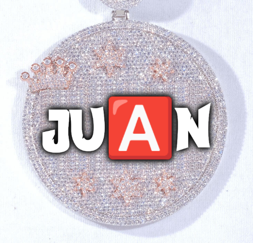 CUSTOM LETTER NECKLACE 3D BIG CROWN DISC