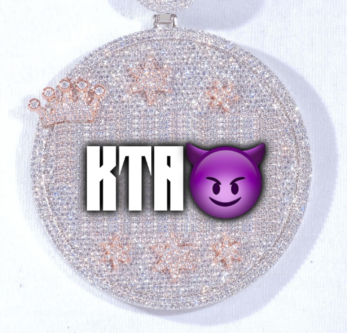 CUSTOM LETTER NECKLACE 3D BIG CROWN DISC