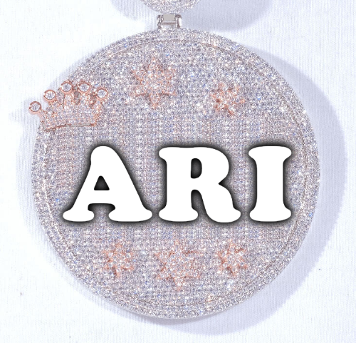 CUSTOM LETTER NECKLACE 3D BIG CROWN DISC