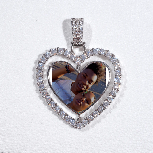 3D Spinning 2-Faced Heart Custom Picture Pendant