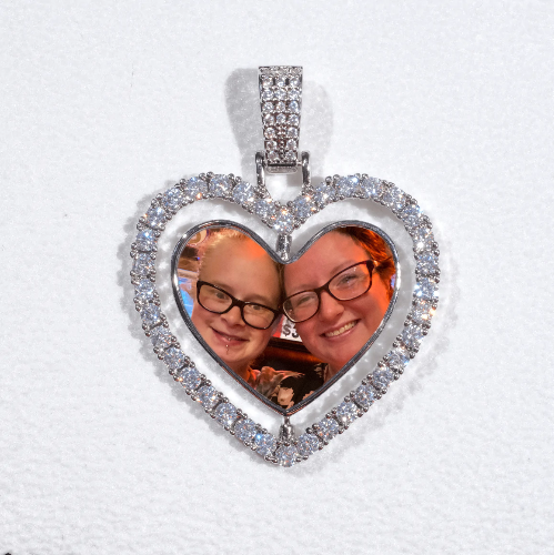 3D Spinning 2-Faced Heart Custom Picture Pendant