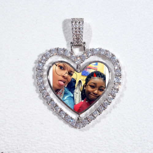 3D Spinning 2-Faced Heart Custom Picture Pendant