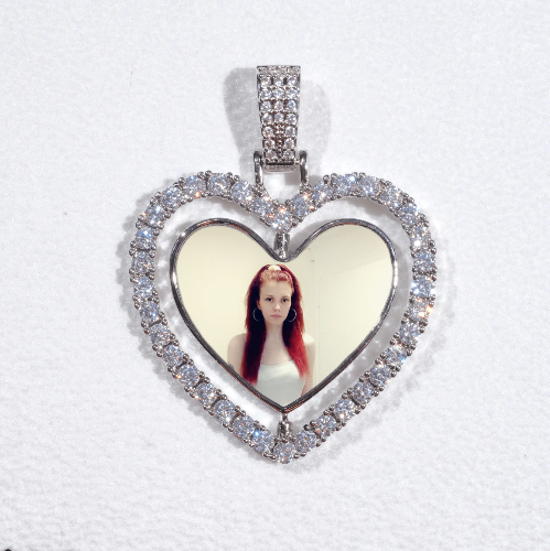 3D Spinning 2-Faced Heart Custom Picture Pendant