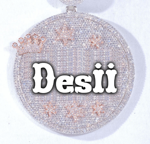CUSTOM LETTER NECKLACE 3D BIG CROWN DISC