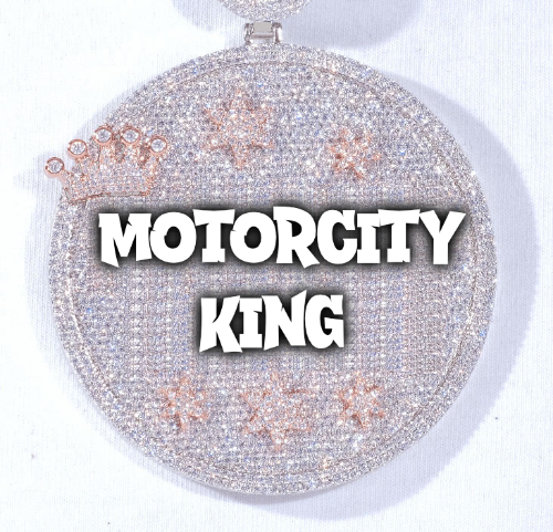 CUSTOM LETTER NECKLACE 3D BIG CROWN DISC